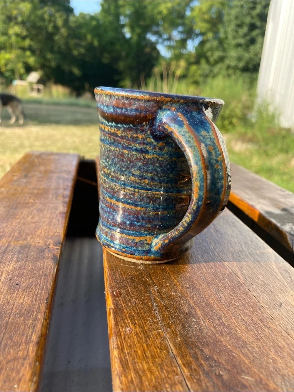 Handmade Blue Speckled Ceramic Espresso Mug 3.5
